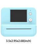 Rock This Slick AI Voice Mini Thermal Printer With Bright Display And Awesome Creative App For Kids Speech To Line Art Drawing Anime Sketch And Hype Storytelling Portable Prints, compact blue design with screen and buttons.
