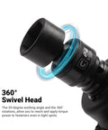 Universal 15mm Impact Socket For Three Eighths Inch Drive, 6 Point Metric, Swivel 360 Degree Reach, 30 Degree Working Angle