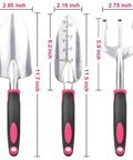 Heavy Duty Garden Tools Set 3 Pack With Shovel Transplant Trowel And Hand Rake Aluminum Alloy Handles Red Built For Digging Weeding Planting And Transplanting In Your Home Garden