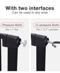 Wide Range Baby And Pet Safety Gate For Doorways And Stairs With 29.5 To 51.5 Inch Width, showing pressure and U-pressure bolts.