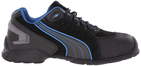 Side view of Rio Black Industrial Work Shoe With Aluminum Toe Cap, Oil And Slip-Resistant Outsole, IdCELL Heel Shock Absorption, Meets ASTM F2413-18