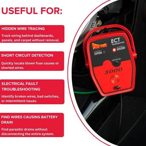 Circuit Tracer For Shorts And Opens With Smart Transmitter And Receiver, No Panel Removal Needed, quickly locate battery drain