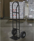 Heavy Duty Steel Pneumatic Hand Truck Dolly With 600 Lb Capacity For Moving Heavy Boxes And Equipment On Grass Gravel And Concrete, front view