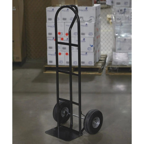 Heavy Duty Steel Pneumatic Hand Truck Dolly With 600 Lb Capacity For Moving Heavy Boxes And Equipment On Grass Gravel And Concrete, front view