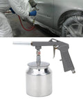 No Sweat Pneumatic Spray Gun Heavy Duty Die Cast Aluminum Cup Zero Hand Fatigue Grip Handle for automotive rust protection.
