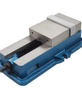 Heavy Duty 3 Inch Bench Clamp Mill Vise with steel jaw and blue cast iron base for precise machining and drilling tasks.