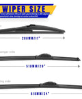 Kia Sorento Soul Soul EV Wiper Blades Set of 3 24 Inch 20 Inch 11 Inch U J Hook Front OE Replacement size guide