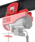 Heavy Duty 1 Ton Electric Hoist Trolley With Adjustable Flange Width for I-Beams, showing close-up of motor and wheel.
