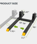 60 Inch Clamp On Pallet Forks For Tractor Bucket Built Tough With 2000lbs Capacity, Quick Attach Skid Steer Loader Pallet Forks diagram