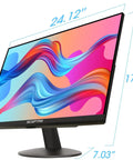 Side view of 27 Inch IPS Monitor With Built In Speakers, 1080p Resolution, 75Hz Refresh Rate, HDMI And VGA, Black Frame on stand