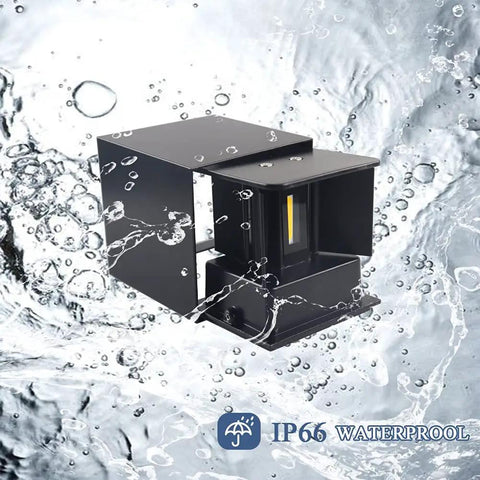 12W LED Wall Sconces Set of 2 Black Up and Down Square Wall Lamps 3000K Warm White Indoor Outdoor Lighting waterproof