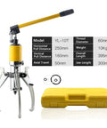Heavy Duty Hydraulic Bearing Puller Kit Handles Hubs Gears Pulleys From Shafts Using 2 Or 3 Jaw Options For Max Grip While Doing Vertical And Horizontal Jobs Comes With Storage Case Making Job Easier For You Pro Mechanic Working Today Right Now. 10kg kit with yellow case and 3-jaw puller