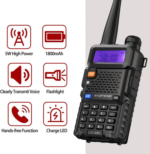 Dual Band Long Range Handheld Ham Radio Kit With 1800mAh Rechargeable Battery Two Way Radio For Hunting Camping Survival display