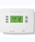 Front view of PRO 2000 5 Plus 2 Day Programmable Thermostat With Backlit Display, showing set temperature and control buttons.