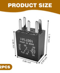 Two Piece Fuel Pump Relay Set Featuring Heavy Duty 12 Volt 30 Amp Wiring With IP67 Rugged Build, measurements shown.