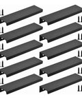 10 Piece Aluminum Alloy Cabinet Pulls Set G Type Clasp Handles with screws, black finish, for kitchen cabinets