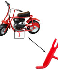 Spring Loaded Kickstand For Coleman CT100U CC100X Baja DB30 Doodle Bug Mini Bikes With Red Finish, shown detached and installed