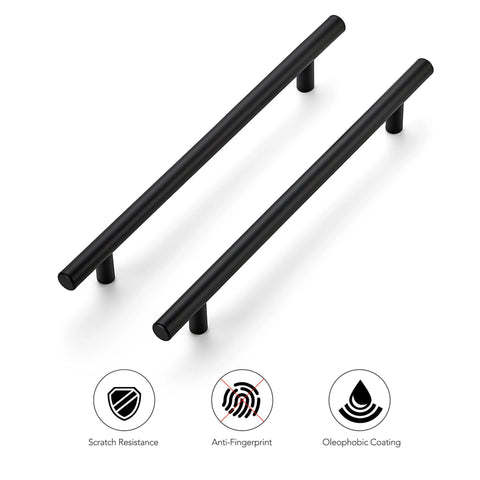 Matte Black 10 Inch Cabinet Handles Set For Kitchen Cabinets Stainless Steel Drawer Pulls showing scratch and fingerprint resistance features
