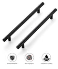 Matte Black 10 Inch Cabinet Handles Set Of 20 Stainless Steel Drawer Pulls For Kitchen Cabinets, 7.5 Inch Center To Center