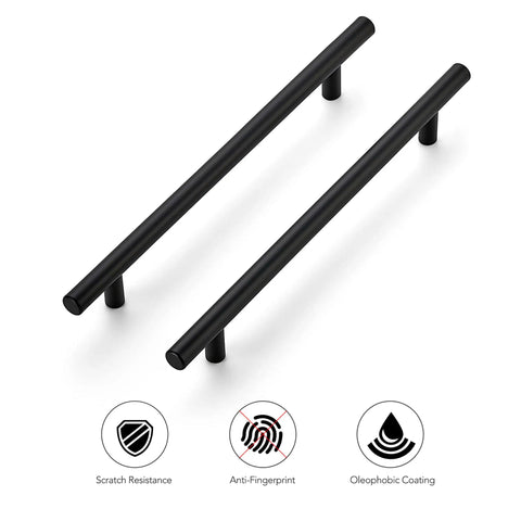 Matte Black 10 Inch Cabinet Handles Set Of 20 Stainless Steel Drawer Pulls For Kitchen Cabinets, 7.5 Inch Center To Center