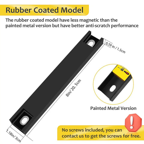 8 Inch Magnetic Tool Strips 4 Pack Rubber Coated Wall Mounted Tool Organizer For Garage And Shop Keeps Tools Neat And Ready To Grab Screwdrivers Wrenches Pliers Expandable Up To 32 Inches, rubber-coated model with dimensions shown