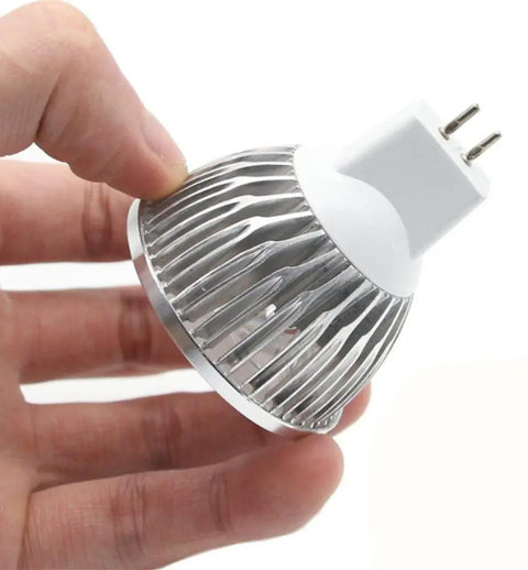 MR16 3W LED Bulbs 12V GU5.3 Warm White Spotlight For Landscape Recessed And Track Lighting Pack Of 10 in hand close-up view