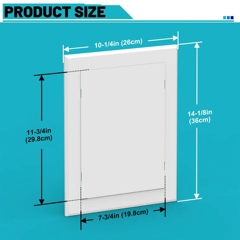 No Sweat Peel And Stick Wall Access Panel Solid White ABS Plastic Paintable Drywall Hole Cover dimensions measurement chart.