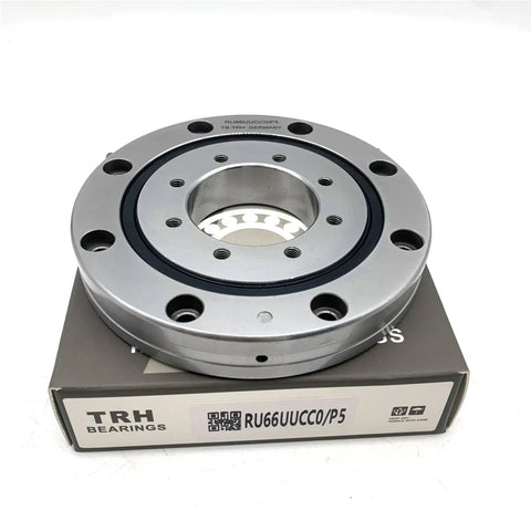 Top Shelf RU66UUCC0 Cross Roller Bearing for Robot Arm Slewing Drive with sealed design mounted on packaging.