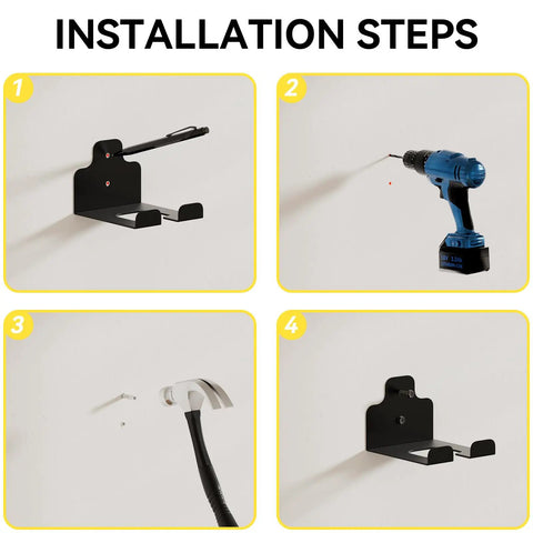 Installation steps for Garage Tool Organizer Trimmer Rack Wall Mounted For Grass Trimmer And Hedge Trimmer Weed Whacker Holder.