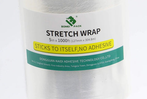Hella Durable Clear Stretch Wrap Four Pack Five Inch Wide One Thousand Foot Eighty Gauge Industrial Self Adhering Film For Moving Packing Secure Storage Slick Handling Legit Strong Pallet Wrap Essential