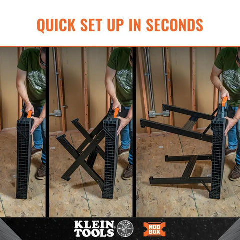 Setup process of MODbox Folding Work Bench On The Go Quick Set Up Heavy Duty 1000 Pound Capacity Portable Work Table
