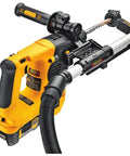 Dust Extractor Telescope With Hose For SDS Rotary Hammers Black Pro Grade Attachment on cordless hammer drill, side view