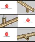 15 Pack 3 Inch Champagne Bronze Cabinet Handles with electroplating technology, deep hole thread, wide application detail view.