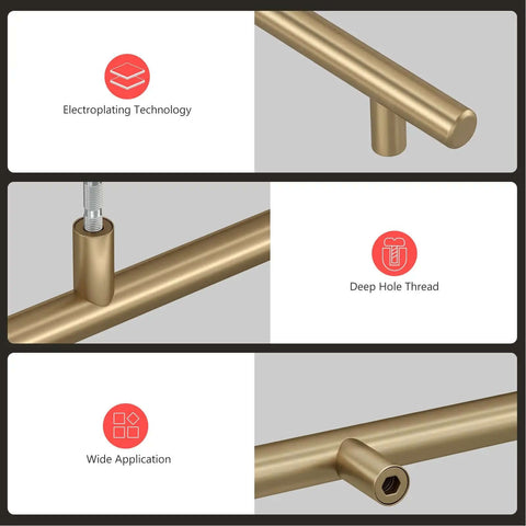 15 Pack 3 Inch Champagne Bronze Cabinet Handles with electroplating technology, deep hole thread, wide application detail view.