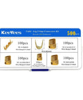 500 Pcs U Shape Copper Ring Terminals Crimp Kit Non Insulated Assortment with sizes TC-1 to TC-C in packaging