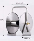 No Sweat Stainless Steel Garden Hose Reel Wall Or Floor Mounted Outdoor Hose Organizer, 30x40cm, heavy duty design.