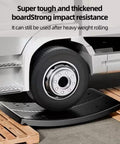 Heavy Duty Folding Platform Truck With Smooth As Butter TPR Wheels Steel Frame Hand Dolly Push Cart solid wheel resting on durable ramp