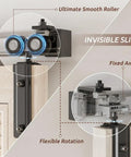 Close-up of Box Rail Bi Fold Sliding Barn Door Hardware Kit For Two Doors Built To Last With Heavy Duty Aluminum Track Wall Mount.