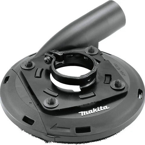 Dust Extraction Surface Grinding Shroud For Four And A Half To Five Inch Grinders With Soft Brushes, Four-Spring Suspension Keeps It Flush, And Removable Edge For Seamless Surface Work