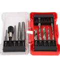 Awesome 11 Piece Screw Extractor Set For Easy Removal Of Broken Bolts And Damaged Threads Perfect For Drilling And Repairing Aluminum And Hard Plastic Mechanical Jobs With Handy Storage Box, 11-piece alloy steel set in red and clear case