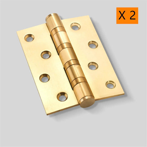 4 Inch Flush Mount No Squeak Cabinet Hinges With Screws, Cupboard Door Hardware, Soft Close, Durable Furniture Fittings, 2 Pack, brass finish