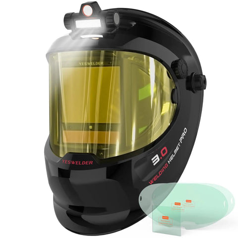 Smart Auto Shade Welding Helmet With Led Light, 180 Degree Wide View, Digital Filter, True Color Solar Powered with filter lens