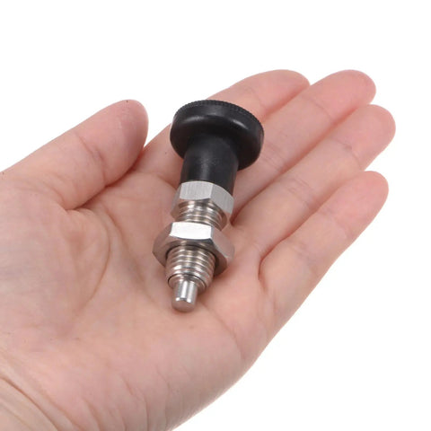 2 Pack Push Fit Ball Nose Spring Plunger M12x1.5 Thread 6mm Pin Shaft Stainless Steel Return Knob in hand view