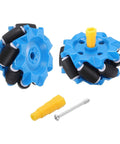 Omnidirectional Mecanum Wheel Set With Hex Pins And Screws, 52mm And 2.05 Inch ABS Rubber Wheels For Smart Robot Cars, Blue