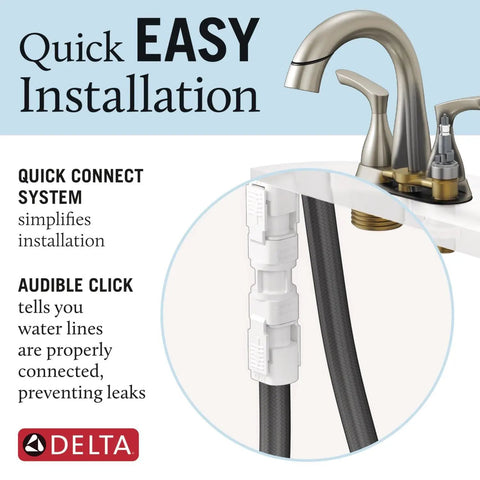Broadmoor Centerset Chrome Bathroom Faucet With Sprayer 4 Inch 3 Hole Sink Faucet showcasing quick connect system feature