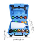 No More Messy Oil Pouring With This Universal Flexible Funnel Kit Featuring A Spill-Proof Splash Guard And Smart Adapter Design For Clean, Easy Engine Refills Every Single Time Without The Gunk. A 16-piece funnel kit in a blue case with various adapters.