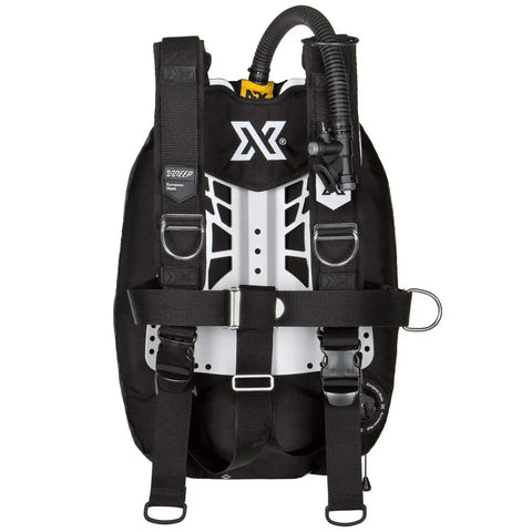 Zen Deluxe Single Tank Scuba BCD With Narrow Zen Wing For Superior Buoyancy Control, stainless backplate, front view