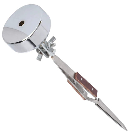 Top Tier Fabater Third Hand Stand With Tweezer Lock features straight tips and chrome base for stable electronics work.
