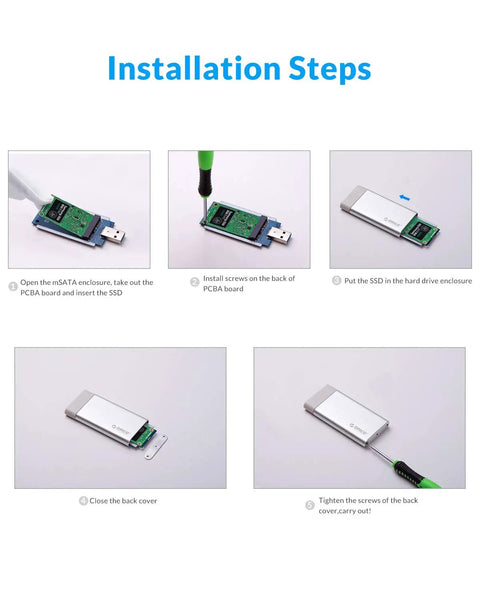 Installation steps for Turn Your Spare mSATA Drive Into a Pocket USB 3.0 SSD With No Cable Required enclosure.