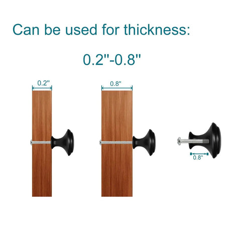12 Pack Black Cabinet Knobs 1.2 Inch Modern Drawer Knobs For Cabinets And Drawers Aluminum Alloy installation on doors